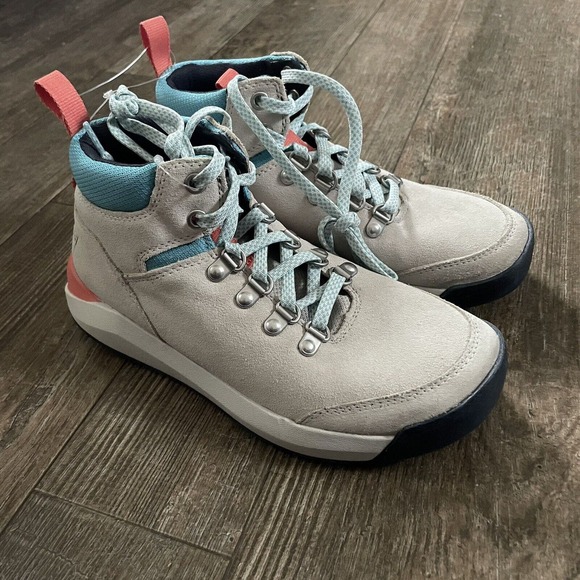 L.L. Bean Vista Hiker II Mid Boots Foam Sea Blue Womens Size 6 Lace Up Suede - Picture 2 of 12